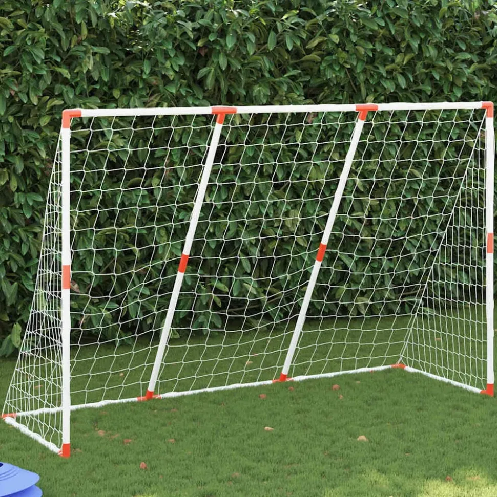 vidaXL Kindervoetbaldoel met ballen 2-in-1 184x64x124 cm wit