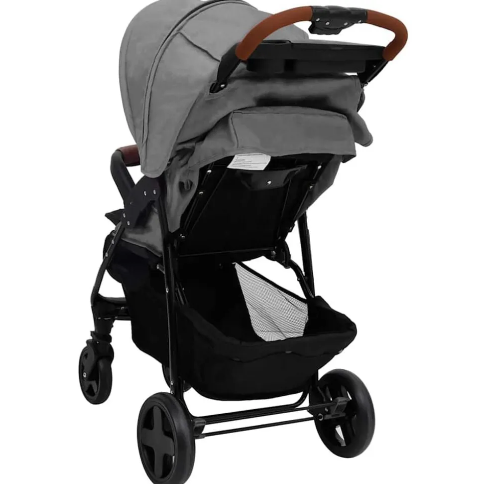 vidaXL Kinderwagen 2-in-1 staal lichtgrijs