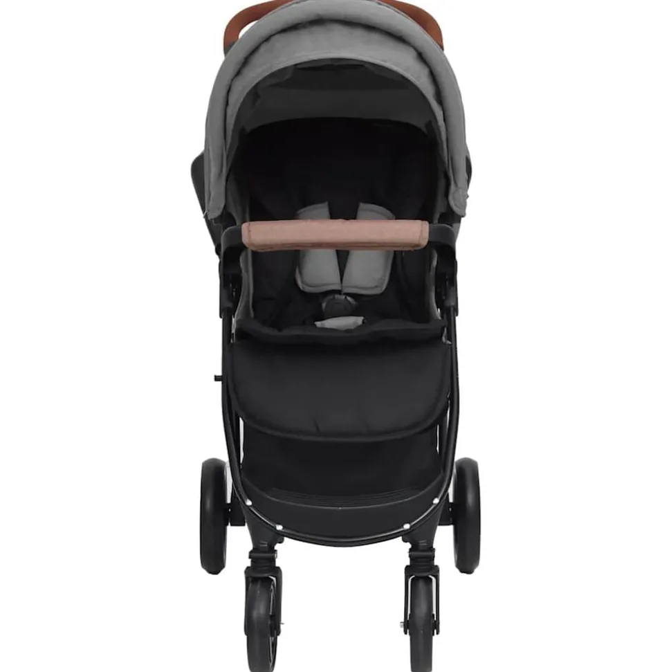 vidaXL Kinderwagen 2-in-1 staal lichtgrijs