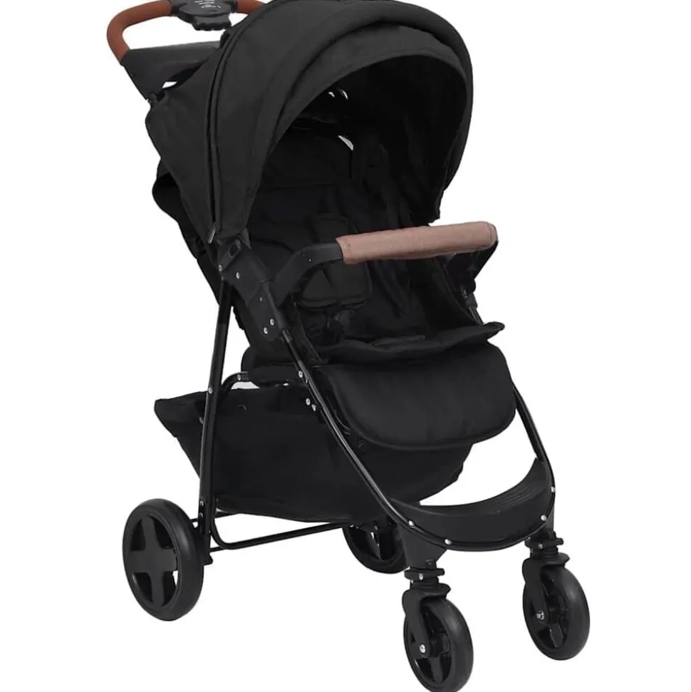 vidaXL Kinderwagen 2-in-1 staal antracietkleurig