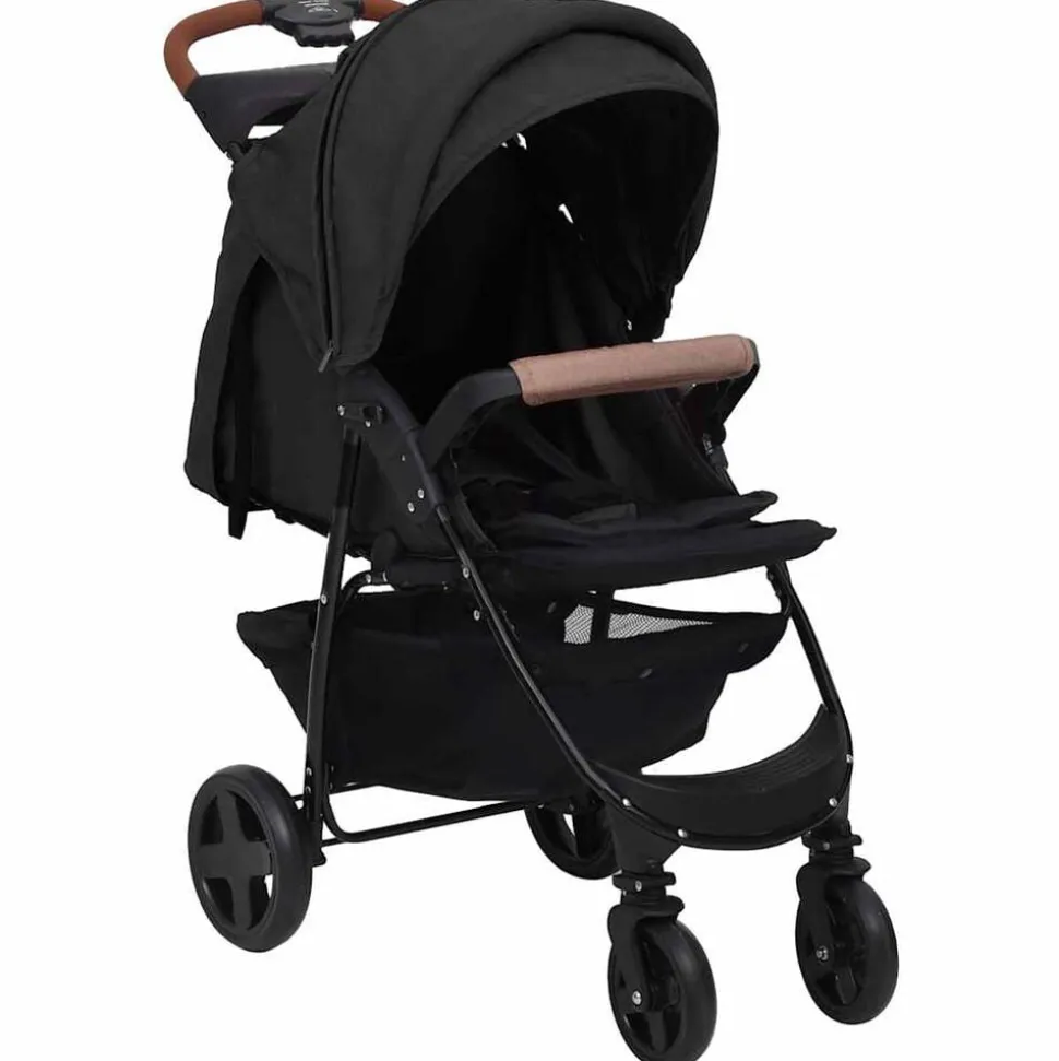 vidaXL Kinderwagen 2-in-1 staal antracietkleurig