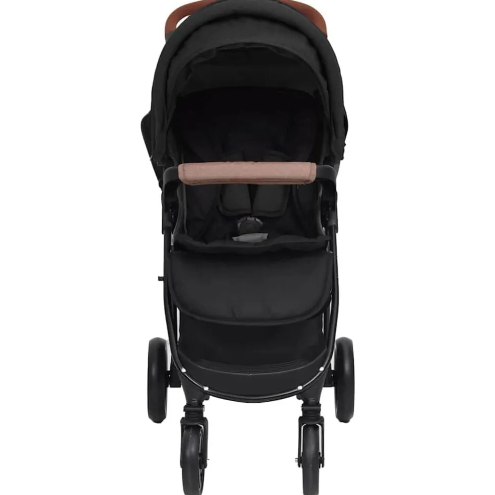 vidaXL Kinderwagen 2-in-1 staal antracietkleurig