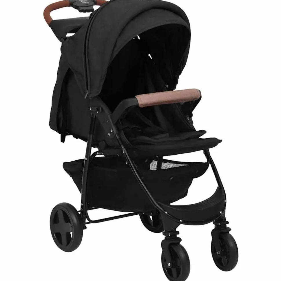 vidaXL Kinderwagen 3-in-1 staal antracietkleurig