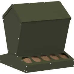 vidaXL Kip voerbak Olijf Groen 40 x 40 x 45 cm Koudgewalst Staal