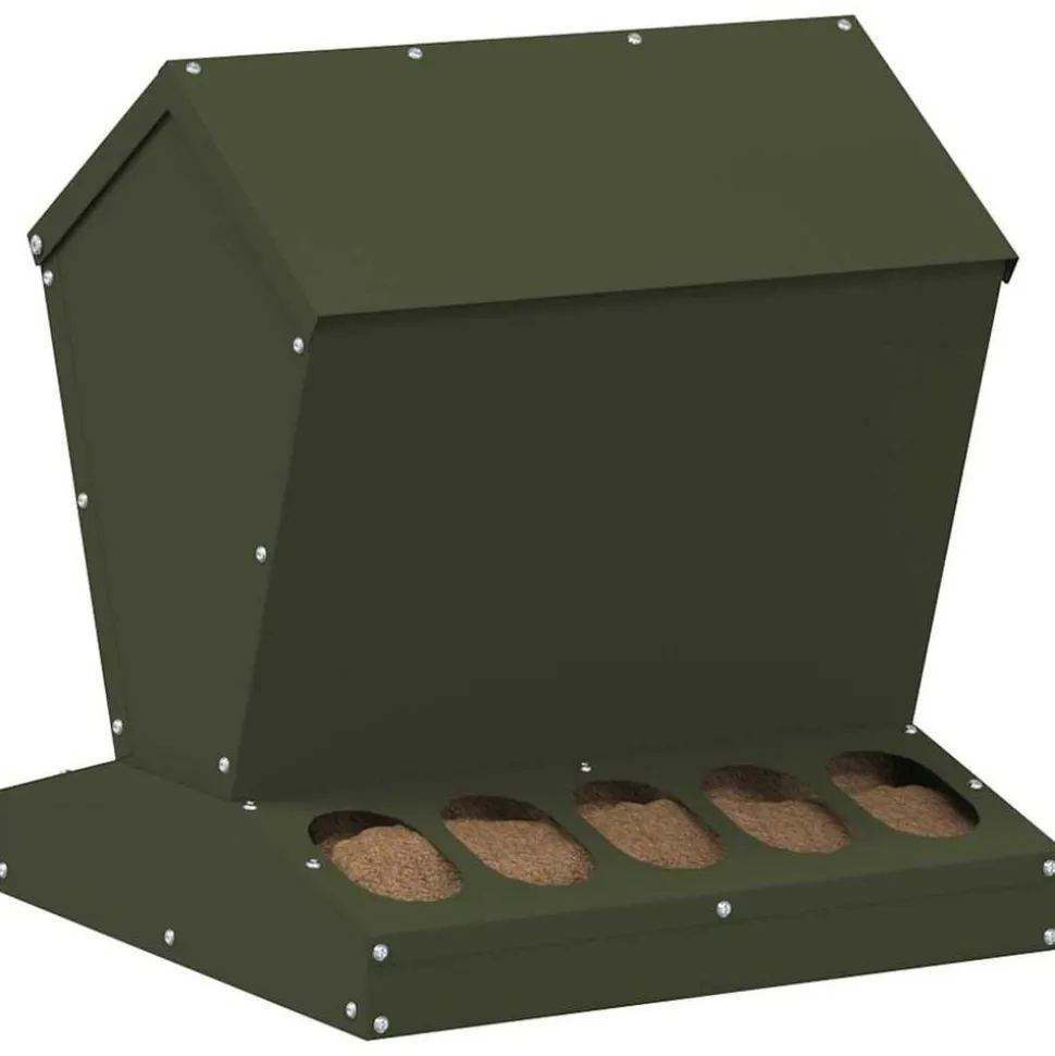 vidaXL Kip voerbak Olijf Groen 40 x 40 x 45 cm Koudgewalst Staal