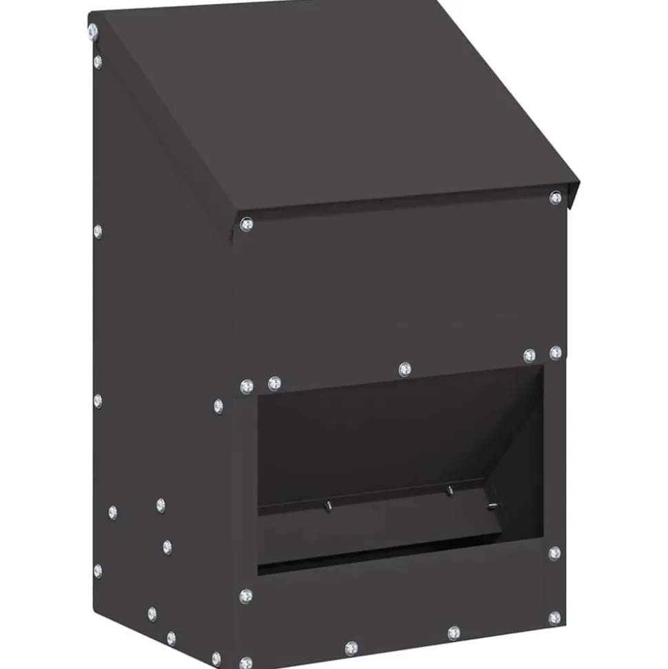 vidaXL Kip voerbak Zwart 21 x 16 x 33 cm Koudgewalst Staal