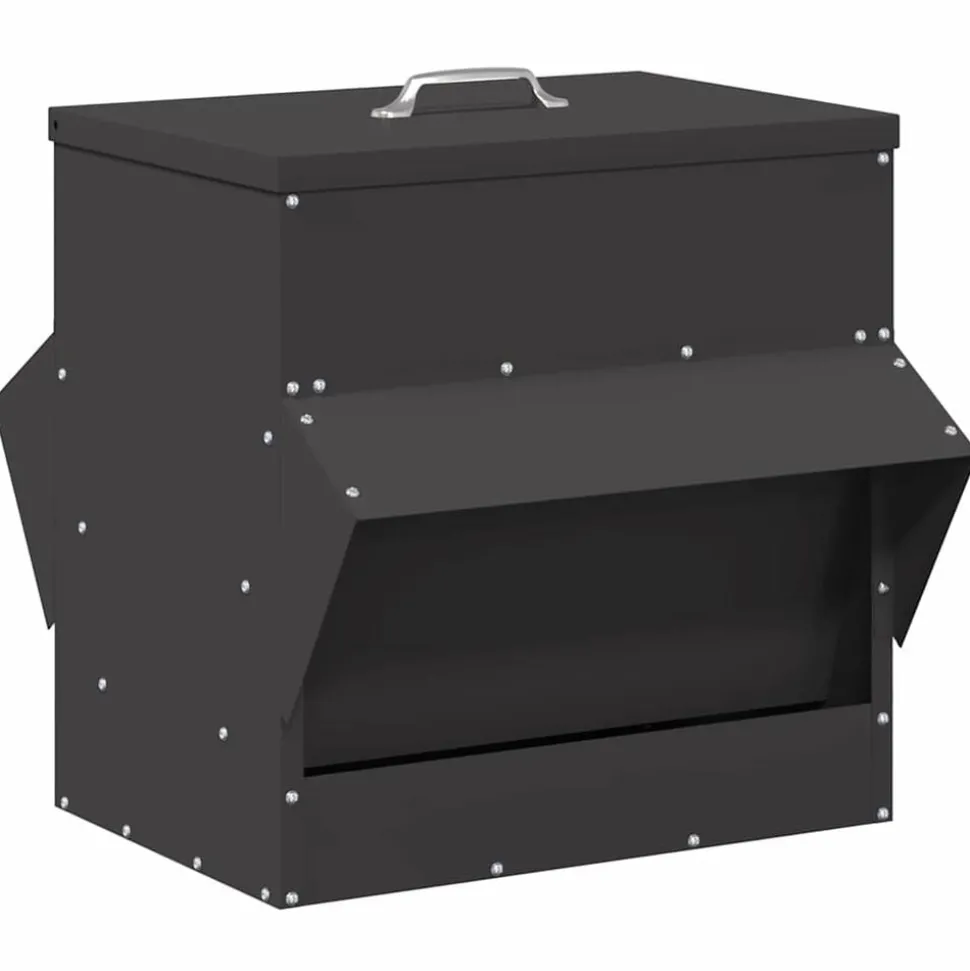 vidaXL Kip voerbak Zwart 40,5 x 45 x 41 cm Koudgewalst Staal