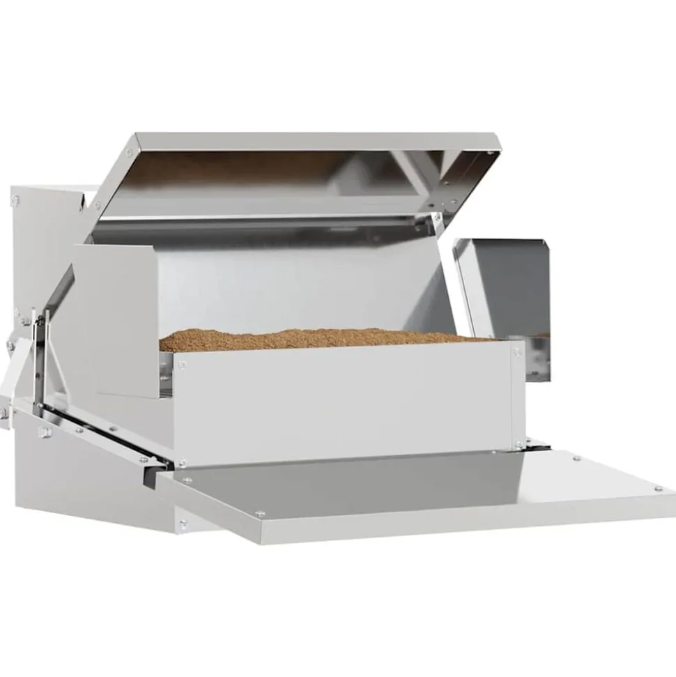 vidaXL Kippen Treadle Voeder Zilver 50 x 40 x 29 cm