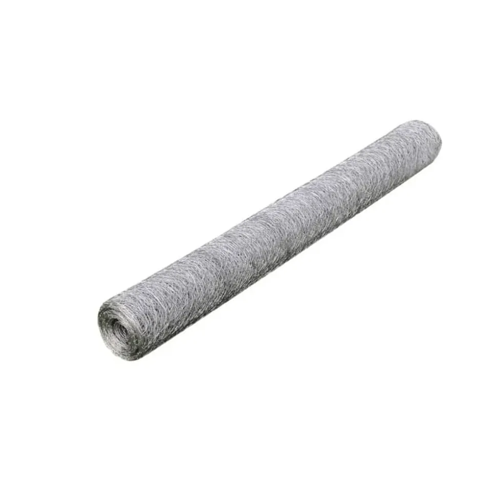 vidaXL Kippengaas 25x0,5 m gegalvaniseerd staal zilverkleurig