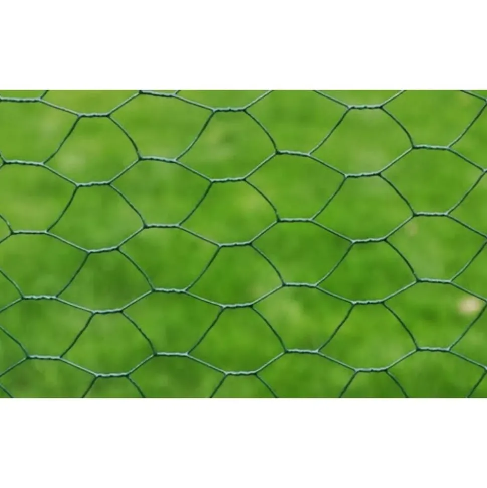 vidaXL Kippengaas 25x0,5 m met PVC coating groen