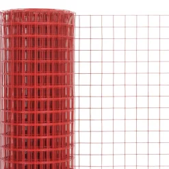vidaXL Kippengaas 10x1,5 m staal met PVC coating rood