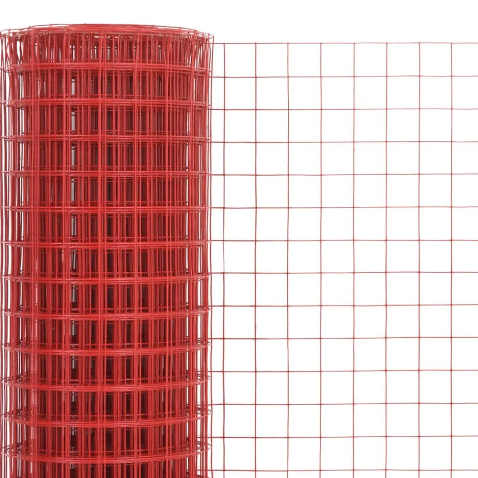 vidaXL Kippengaas 10x1,5 m staal met PVC coating rood