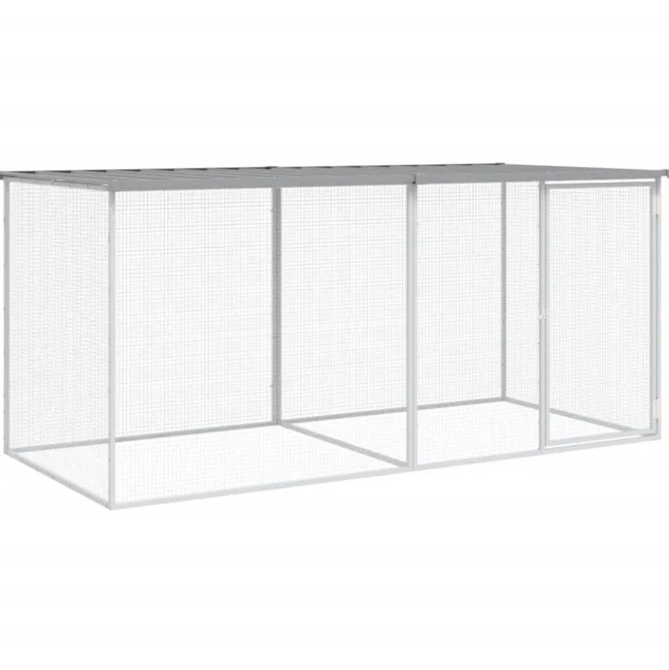 vidaXL Kippenhok met dak lichtgrijs 203x98x90 cm gegalvaniseerd staal