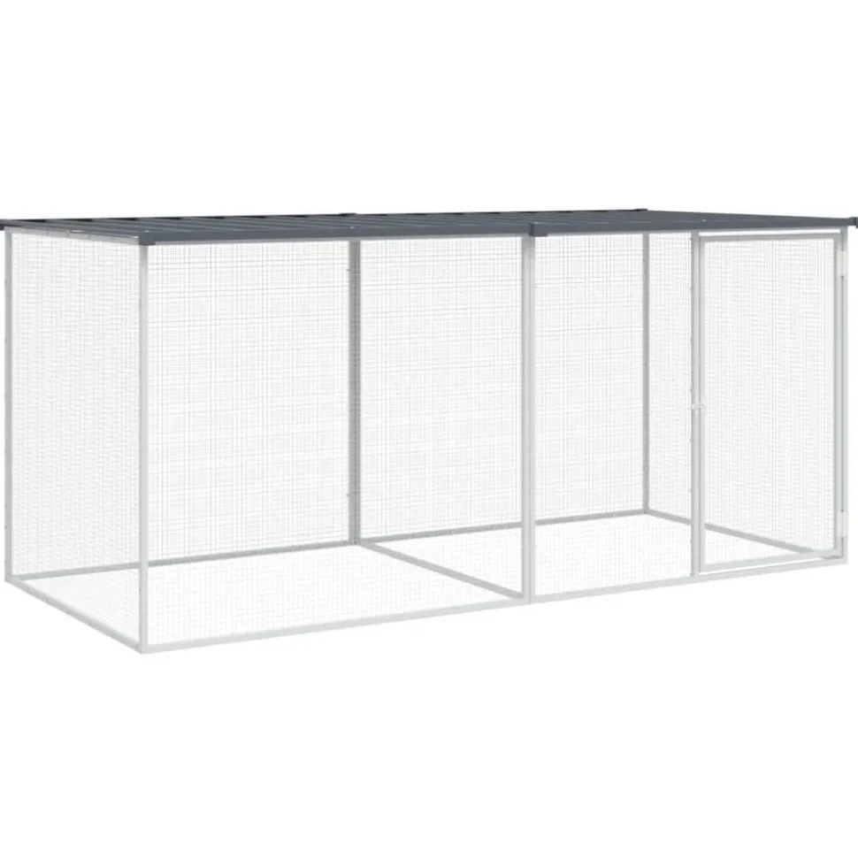 vidaXL Kippenhok met dak antraciet 203x98x90 cm gegalvaniseerd staal