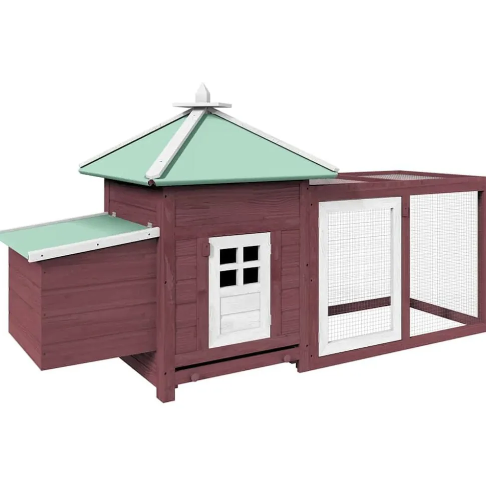 vidaXL Kippenhok met nestkast 190x72x102 massief vurenhout mokkakleur
