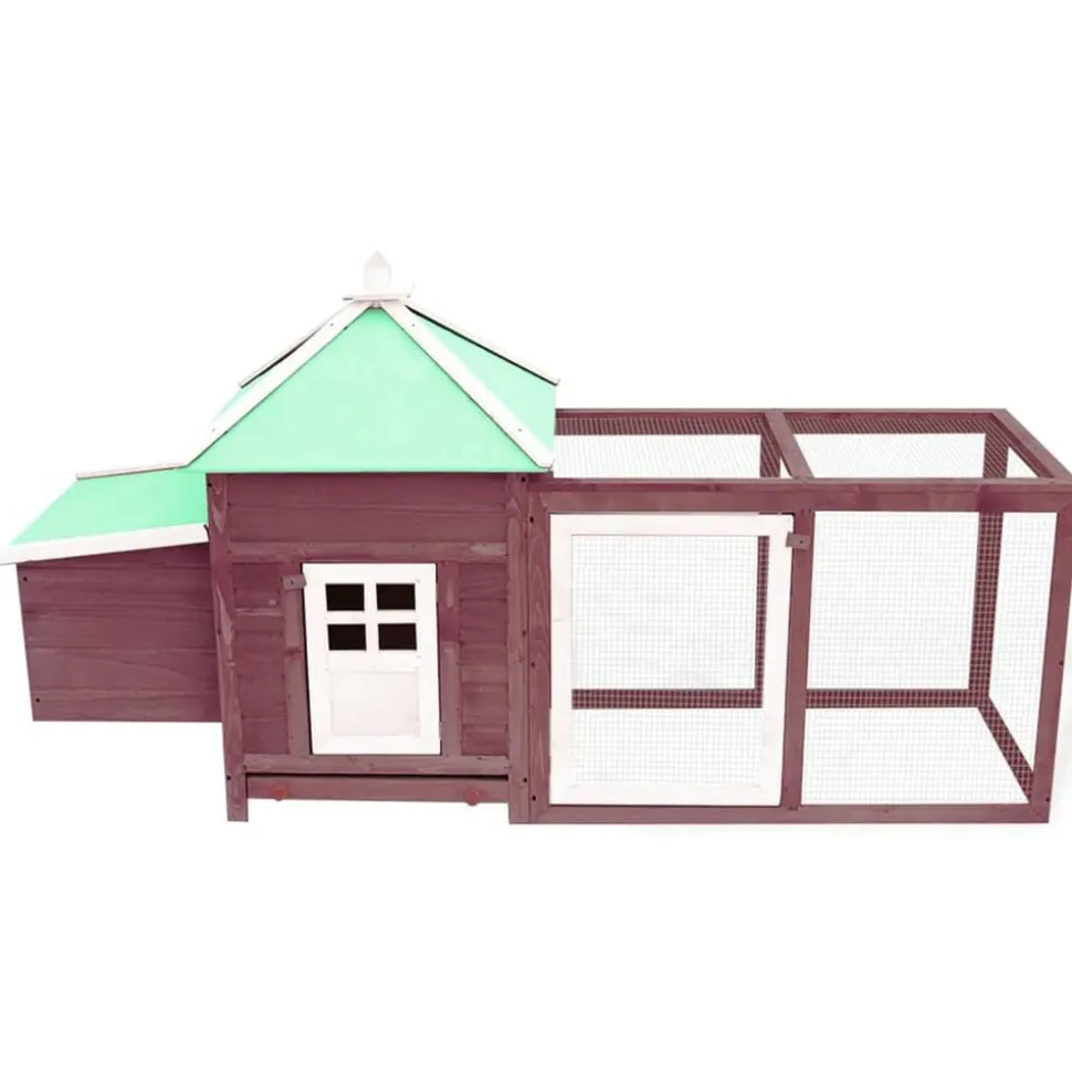 vidaXL Kippenhok met nestkast 190x72x102 massief vurenhout mokkakleur