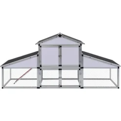 vidaXL Kippenhok met ren en nestkast aluminium