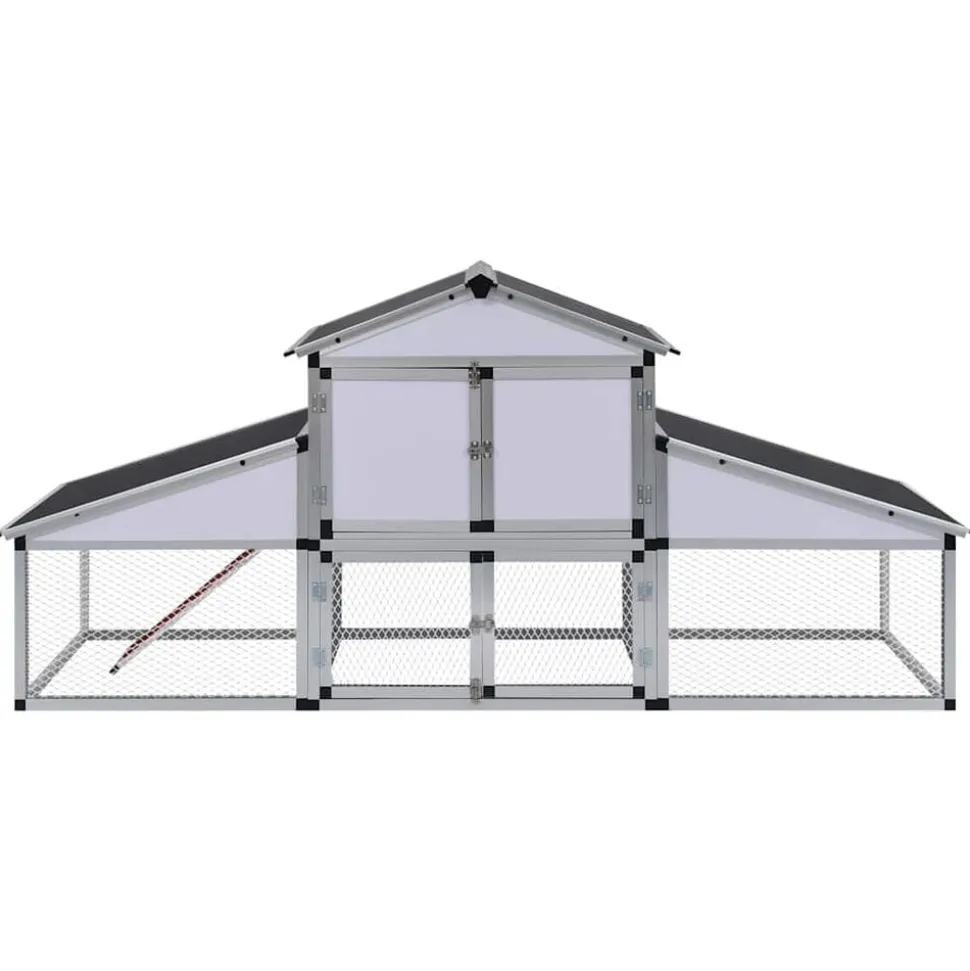 vidaXL Kippenhok met ren en nestkast aluminium