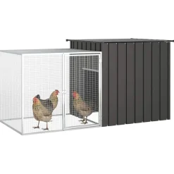 vidaXL Kippenhok 200x91x100 cm gegalvaniseerd staal antracietkleurig