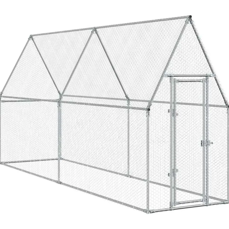 vidaXL Kippenhok 100x100x190 cm gegalvaniseerd staal zilverkleurig