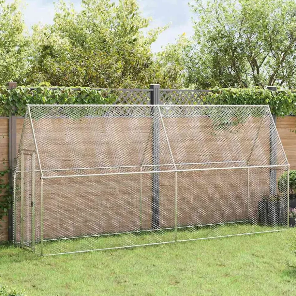 vidaXL Kippenhok 100x100x190 cm gegalvaniseerd staal zilverkleurig