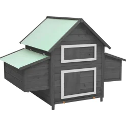 vidaXL Kippenhok 150x96x110 cm massief vurenhout grijs en wit