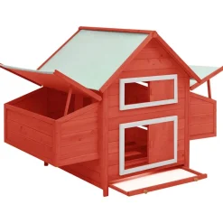 vidaXL Kippenhok 150x96x110 cm massief vurenhout rood en wit