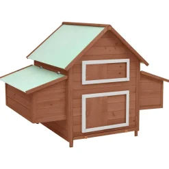 vidaXL Kippenhok 150x96x110 cm massief vurenhout mokkakleurig en wit