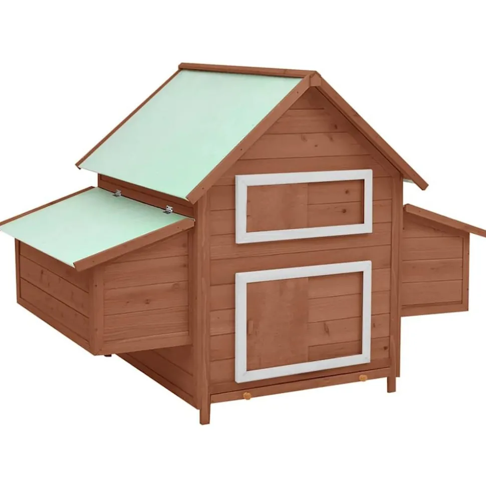 vidaXL Kippenhok 150x96x110 cm massief vurenhout mokkakleurig en wit