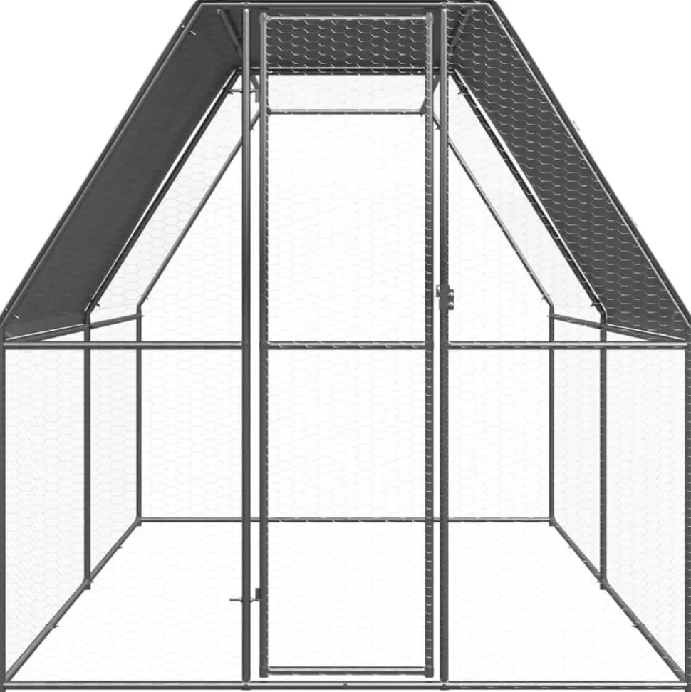vidaXL Kippenhok 2x4x2 m gegalvaniseerd staal