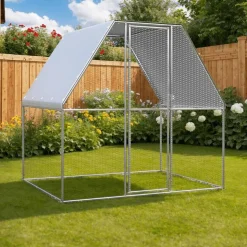 vidaXL Kippenkooi 2x2x2 m gegalvaniseerd staal zilverkleurig en grijs