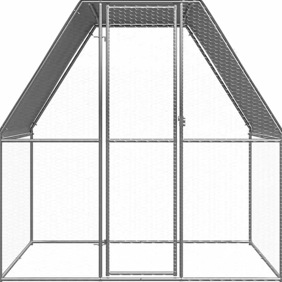 vidaXL Kippenkooi 2x2x2 m gegalvaniseerd staal zilverkleurig en grijs