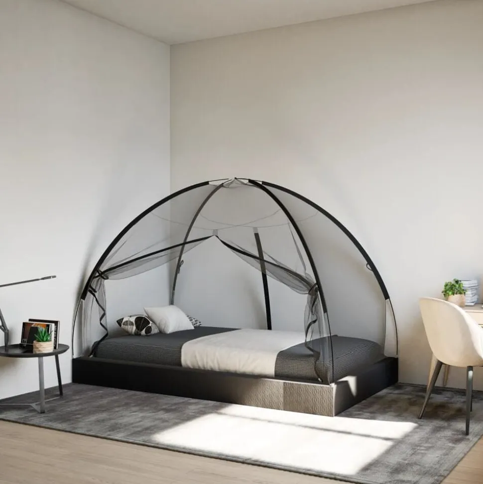 vidaXL Klamboe met deuren Mongolia 220 gaas 200x120x130 cm zwart