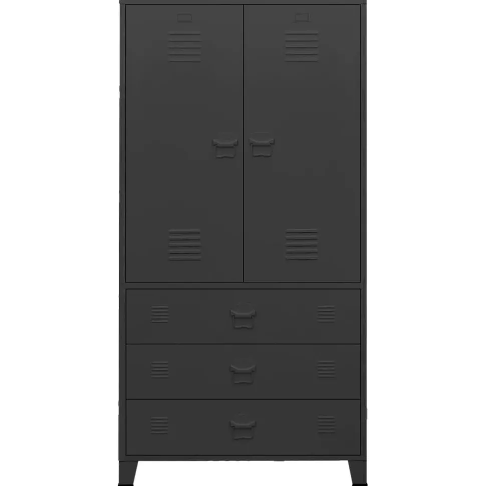 vidaXL Kledingkast industrieel 90x50x180 cm metaal zwart
