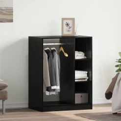 vidaXL Kledingkast met plank met opslag Zwart Eiken 77 x 48 x 102 cm