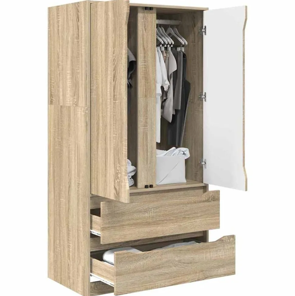 vidaXL Kledingkast Sonoma Eiken 79,5 x 49 x 156 cm Geconstrueerd hout