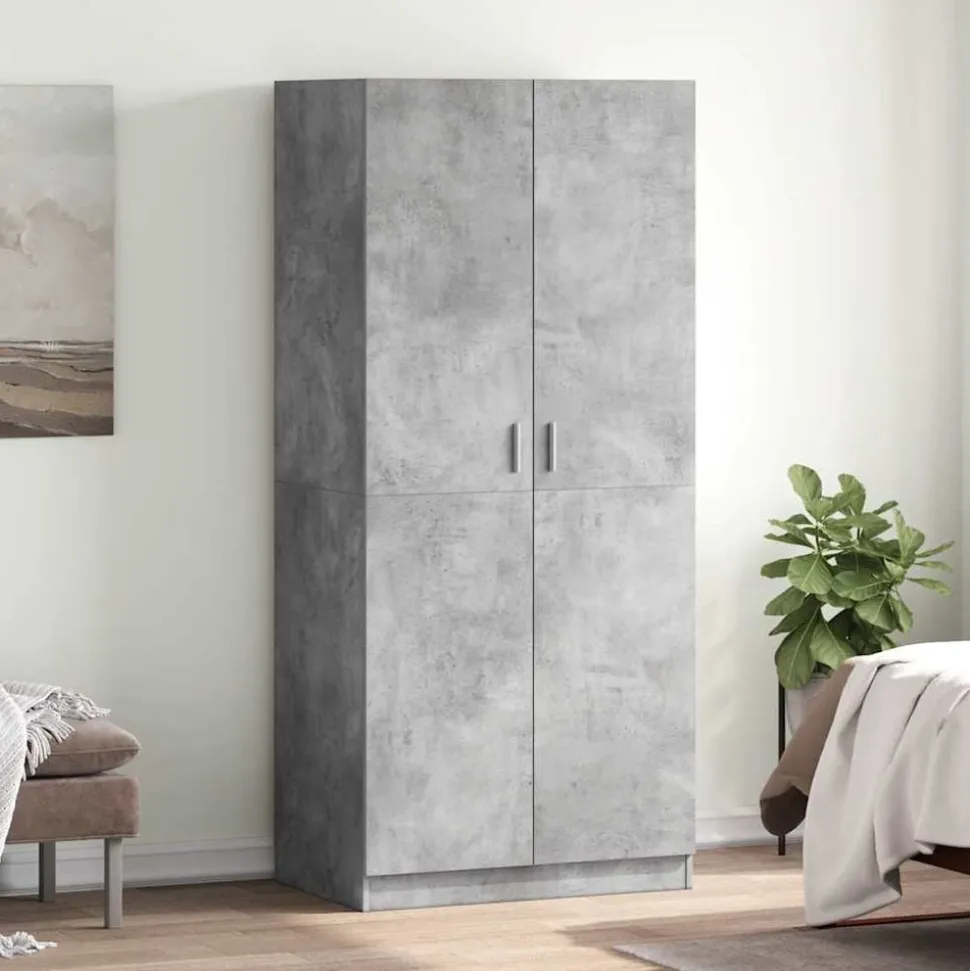 vidaXL Kledingkast 80x52x180 cm bewerkt hout betongrijs