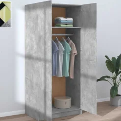 vidaXL Kledingkast 80x52x180 cm bewerkt hout betongrijs