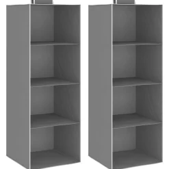 vidaXL Kledingorganisers hangend 2 st met 4 schappen stof