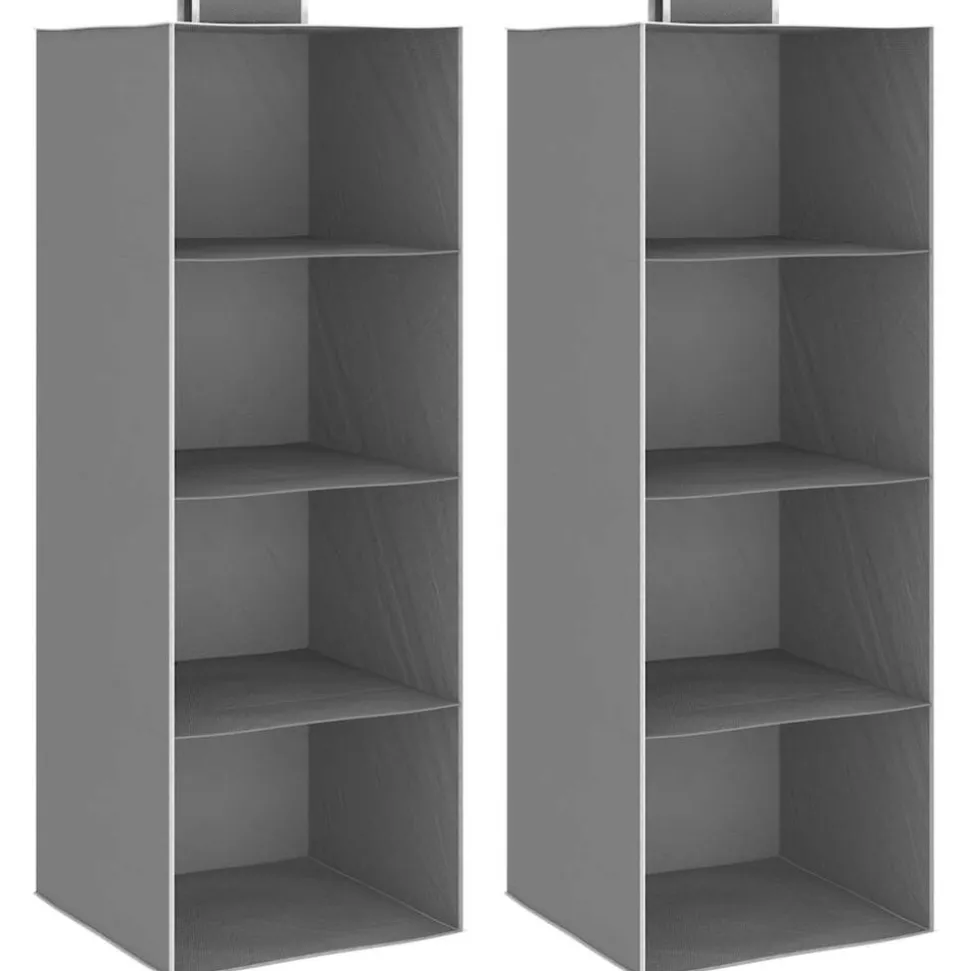 vidaXL Kledingorganisers hangend 2 st met 4 schappen stof