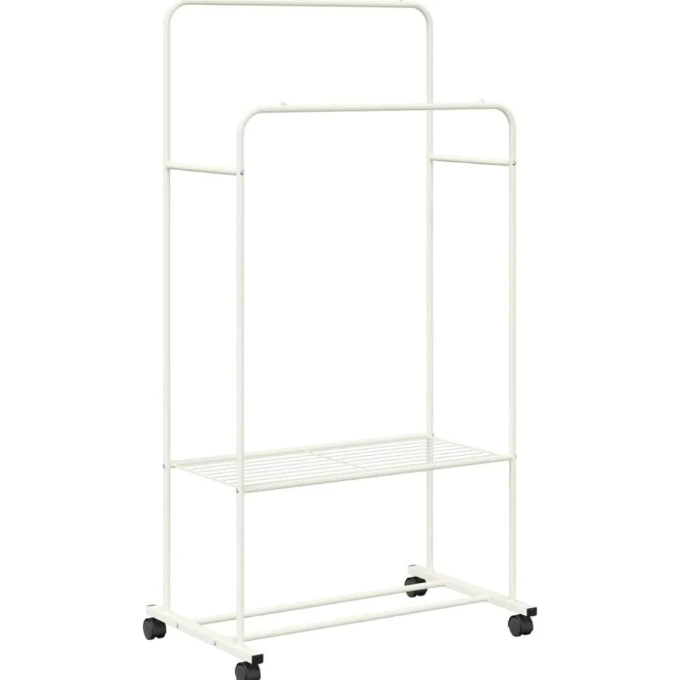 vidaXL Kledingrek met plank met wiel met opslag Wit 80 x 53 x 156 cm