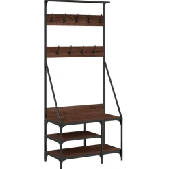 vidaXL Kledingrek met schoenenrek 80x40x184 cm bruin eikenkleur