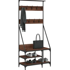 vidaXL Kledingrek met schoenenrek 80x40x184 cm bruin eikenkleur