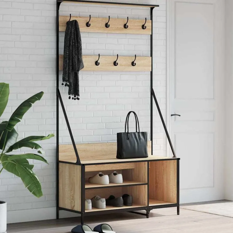 vidaXL Kledingrek met schoenenrek 100x41x184 cm sonoma eikenkleurig