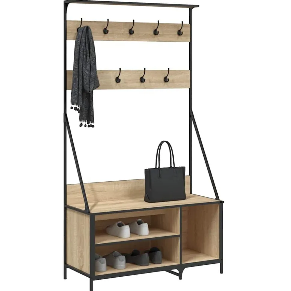 vidaXL Kledingrek met schoenenrek 100x41x184 cm sonoma eikenkleurig