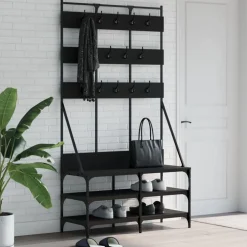 vidaXL Kledingrek met schoenenrek 100x40x184 cm zwart