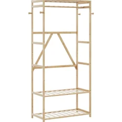 vidaXL Kledingrek met schappen 80x40x175 cm bamboe
