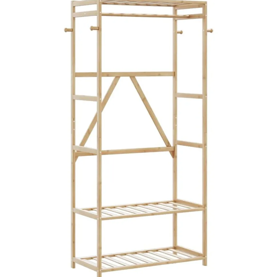 vidaXL Kledingrek met schappen 80x40x175 cm bamboe