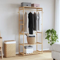vidaXL Kledingrek met schappen 80x40x175 cm bamboe