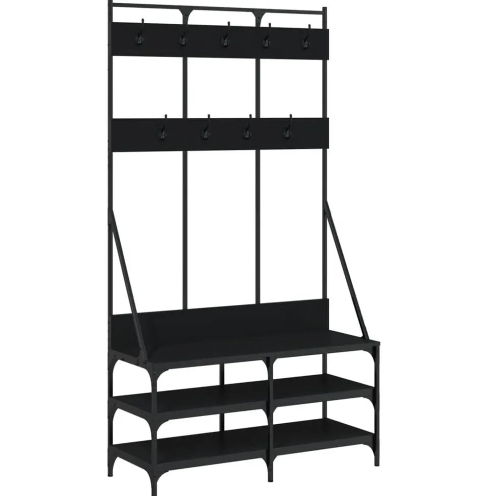 vidaXL Kledingrek met schoenenrek 100x40x184 cm zwart